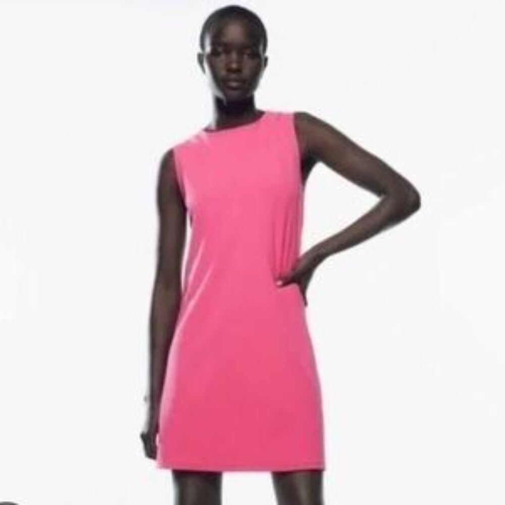 Zara Hot Pink Sleeveless Tank Shift Dress NEW M‎